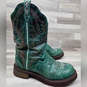 Justin Boots Green Heeled Boots